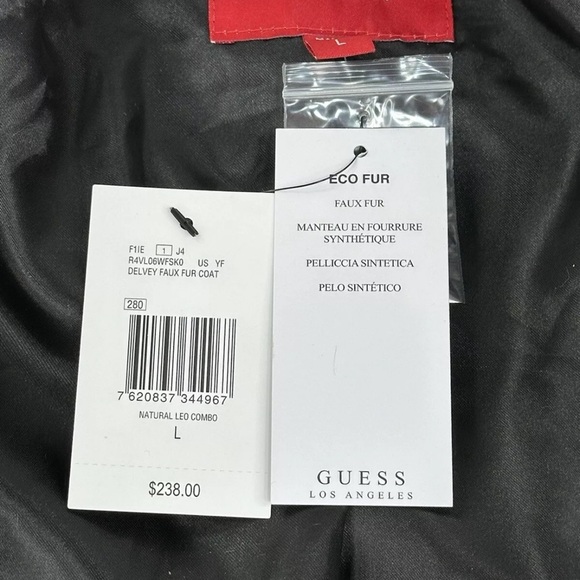 Guess Delvey Faux Fur 3 Button up Jacket NWT Ladies SZ L Animal Cheetah Print - Picture 6 of 8